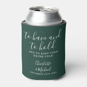 Emerald Green Signature Script Wedding Can Cooler