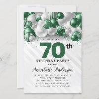 Emerald Green Silver Balloon Glitter 70th Birthday