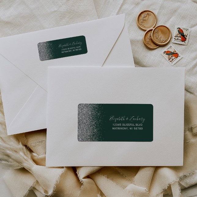 Emerald Green Silver Glitter Return Address (Creator Uploaded)