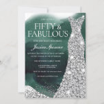 Emerald Green & Silver Gown 50th Birthday Party Invitation<br><div class="desc">Emerald Green & Silver Gown 50th Birthday Party Invitation

Variations to the invitation and matching items in our store</div>