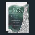 Emerald Green & Silver Gown 50th Birthday Party Invitation<br><div class="desc">Emerald Green & Silver Gown 50th Birthday Party Invitation

Variations to the invitation and matching items in our store</div>