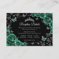 Emerald Green Silver Quinceanera Reception Details