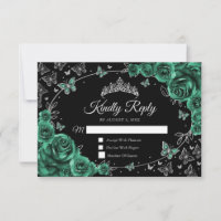 Emerald Green Silver Quinceanera Reply