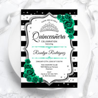 Emerald Green Silver White Quinceanera
