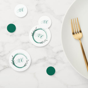Emerald Green Simple Botanical Wreath Wedding Confetti