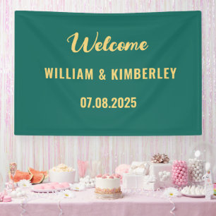 Emerald Green Simple Elegant Modern Wedding Banner