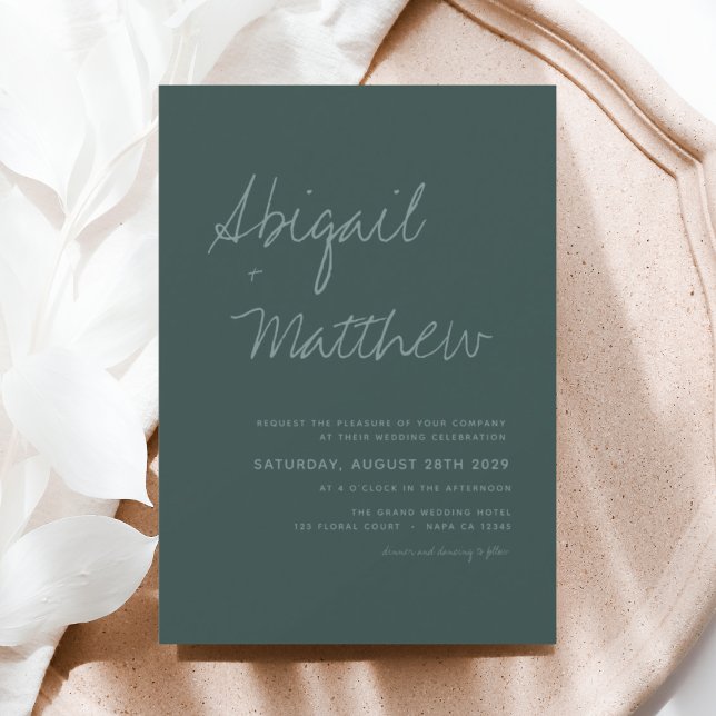 Emerald Green Simple Minimalist Modern Wedding Invitation (Creator Uploaded)