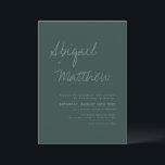 Emerald Green Simple Minimalist Photo Wedding  Invitation<br><div class="desc">Personalise this Boho Simple Elegant Emerald Green and Sage Stylish Invitation with your message and details with a elegant photo on the back. This minimalist invitation includes stylish handwritten script typography with a modern colour for the special Wedding day celebration.</div>
