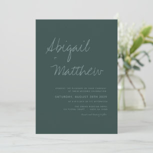 Emerald Green Simple Minimalist Photo Wedding Invitation