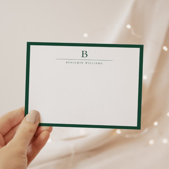 Emerald Green Simple Modern Stationery Classic  Card (Creator Uploaded)