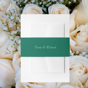 Emerald Green Simple Stylised Name Wedding Invitation Belly Band