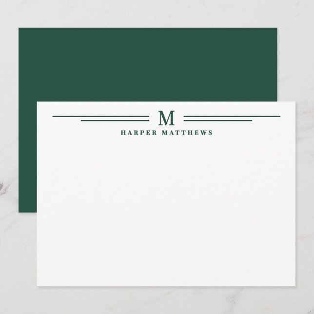 Emerald Green Simple Two Border Minimalist Card (Front/Back)