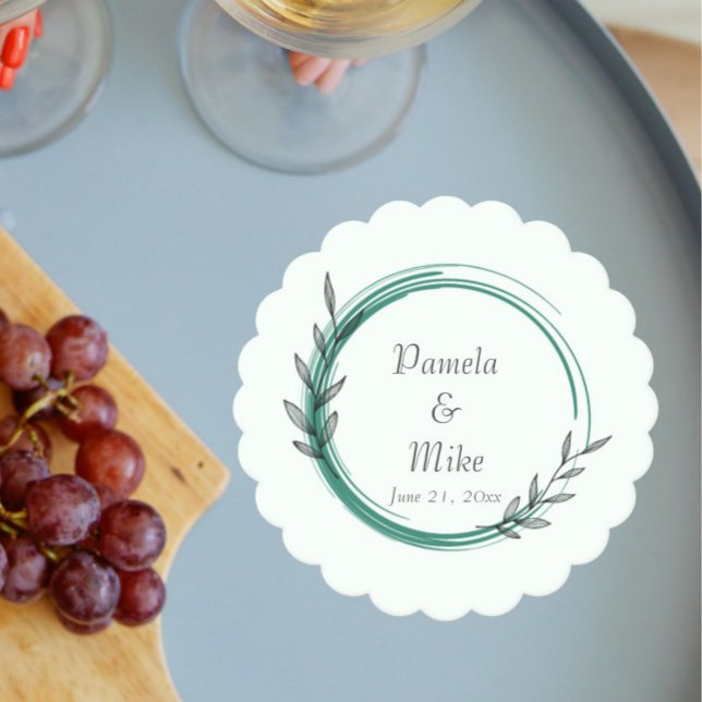 Emerald Green Simple Wreath Wedding Paper Coaster (In Situ Wedding)