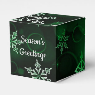 Emerald Green Snowflake Motif Cube Favour Box