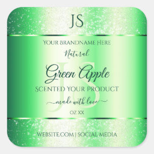 Emerald Green Soft Glitter Product Labels Monogram