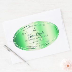 Emerald Green Soft Glitter Product Labels Monogram