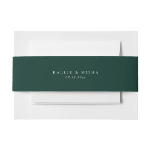 Emerald Green Solid Colour Wedding Botanical Branc Invitation Belly Band