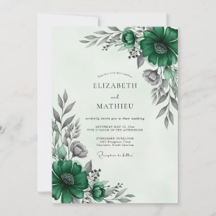 Emerald Green Sophisticated Winter Wedding Invitation