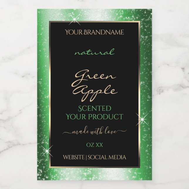 Emerald Green Sparkle Glitter Frame Product Label (Single Label)