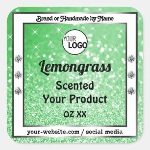 Emerald Green Sparkle Glitter Product Labels Logo