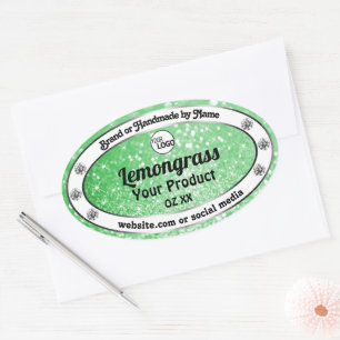 Emerald Green Sparkle Glitter Product Labels Logo
