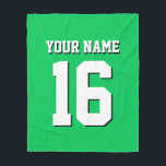 Emerald Green Sports Jersey Team Jersey Fleece Blanket<br><div class="desc">Emerald Green Team Jersey / Sports Jersey / Football Jersey Customise this with your own name or team name and a number. You can change the size, colour and placement of the text if you need to make changes, remove the text shadow, add text and / or images of your...</div>