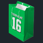 Emerald Green Sports Jersey Team Jersey Medium Gift Bag<br><div class="desc">Emerald Green Team Jersey / Sports Jersey / Football Jersey Customise this with your own name or team name and a number. You can change the size, colour and placement of the text if you need to make changes, remove the text shadow, add text and / or images of your...</div>