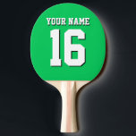 Emerald Green Sports Jersey Team Jersey Ping Pong Paddle<br><div class="desc">Emerald Green Team Jersey / Sports Jersey / Football Jersey Customise this with your own name or team name and a number. You can change the size, colour and placement of the text if you need to make changes, remove the text shadow, add text and / or images of your...</div>