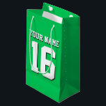 Emerald Green Sports Jersey Team Jersey Small Gift Bag<br><div class="desc">Emerald Green Team Jersey / Sports Jersey / Football Jersey Customise this with your own name or team name and a number. You can change the size, colour and placement of the text if you need to make changes, remove the text shadow, add text and / or images of your...</div>