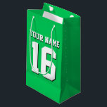 Emerald Green Sports Jersey Team Jersey Small Gift Bag<br><div class="desc">Emerald Green Team Jersey / Sports Jersey / Football Jersey Customise this with your own name or team name and a number. You can change the size, colour and placement of the text if you need to make changes, remove the text shadow, add text and / or images of your...</div>