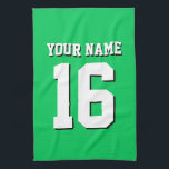 Emerald Green Sports Jersey Team Jersey Tea Towel<br><div class="desc">Emerald Green Team Jersey / Sports Jersey / Football Jersey Customise this with your own name or team name and a number. You can change the size, colour and placement of the text if you need to make changes, remove the text shadow, add text and / or images of your...</div>