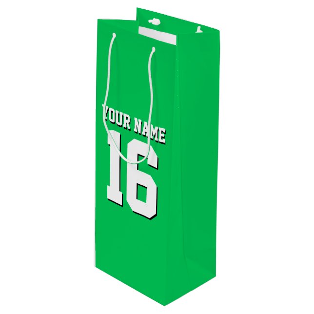 Emerald Green Sports Jersey Team Jersey Wine Gift Bag (Front Angled)