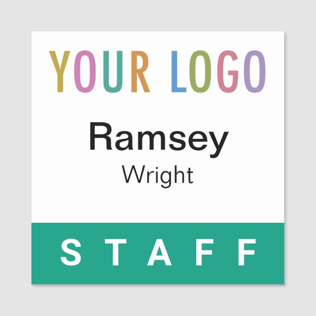 Emerald Green Staff Badge Logo 2x2 Square Name Pin (Front)