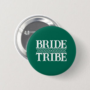 Emerald Green Stylised Bride Tribe 6 Cm Round Badge