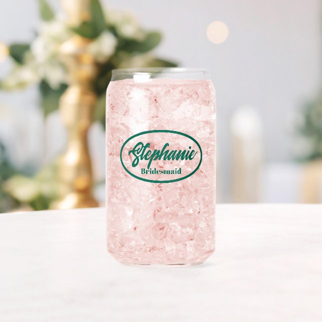 Emerald Green Stylised Name Bridesmaid Glass (Insitu (Wedding))