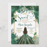 Emerald Green Sweet Sixteen Gold Crown Birthday