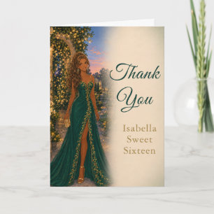 Emerald Green Sweet Sixteen Thank You Card