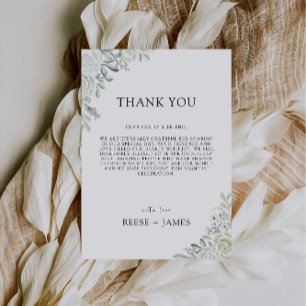 Emerald Green Thank You Letter, Napkin Note Menu