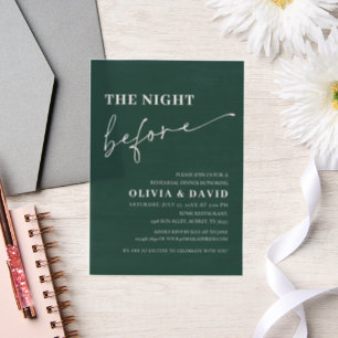 Emerald Green The Night Before Rehearsal Dinner Vellum Invitations