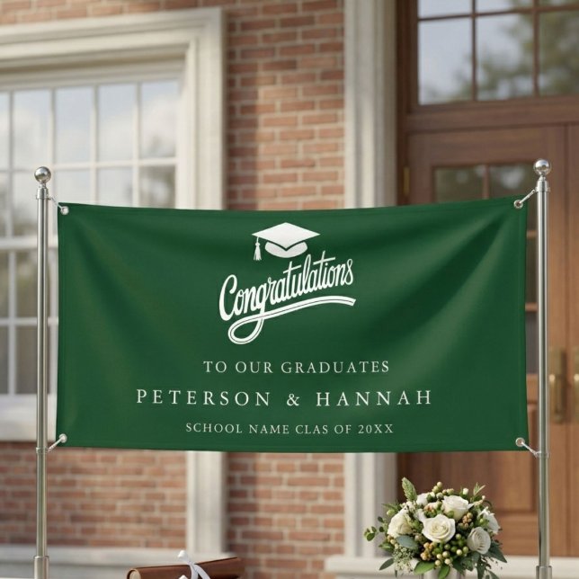 Emerald Green Twin Graduation congratulations Banner (Creator Uploaded)