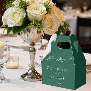 Emerald Green Typography Custom Forest Wedding Favour Box