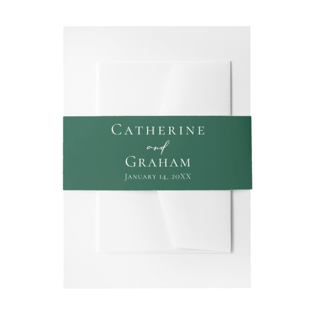 Emerald Green Typography Custom Forest Wedding Invitation Belly Band (Front Example)