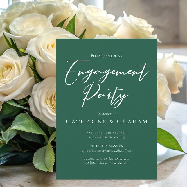 Emerald Green Typography Engagement Party Invitation (Creator Uploaded)