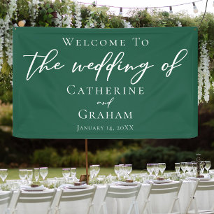 Emerald Green Typography Forest Wedding Banner