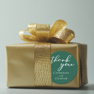 Emerald Green Typography Forest Wedding Classic Round Sticker