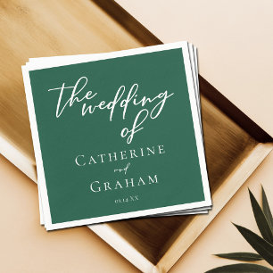 Emerald Green Typography Forest Wedding Napkin