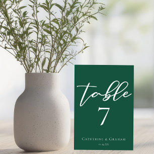 Emerald Green Typography Forest Wedding Table Number