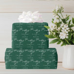 Emerald Green Typography Personalised Wedding Wrapping Paper<br><div class="desc">This solid emerald green wedding wrapping paper features classic white script for a couple getting married in a forest or other nature venue. Celebrate your love with this tranquil colour and coordinate with our matching minimalist typography collection.</div>