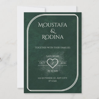 Emerald Green Velvet Wedding Invitation