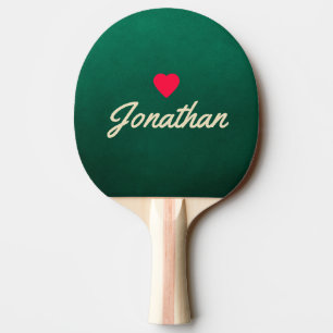 Emerald Green Vintage Heart Signature Ping Pong Paddle